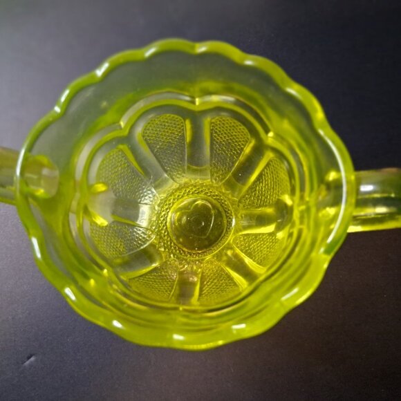 VTG Uranium Vaseline Glass Cream & Sugar set Degenhart Texas Pattern - Picture 4 of 9